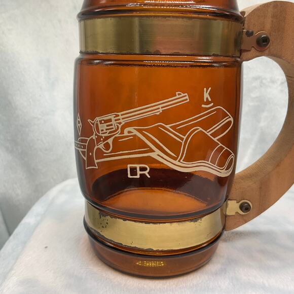 VTG Siesta Ware Amber Brown Cowboy Barrel Beer Mug Wood Handle 2 - Picture 11 of 14